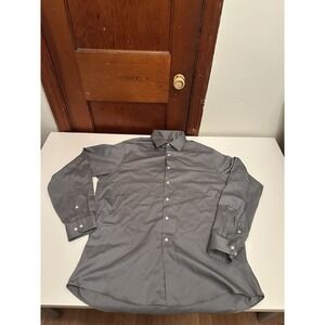 Van Heusen Dress Shirt Mens  Gray Wrinkle Free Long Sleeve Fitted 16 1/2 34/35